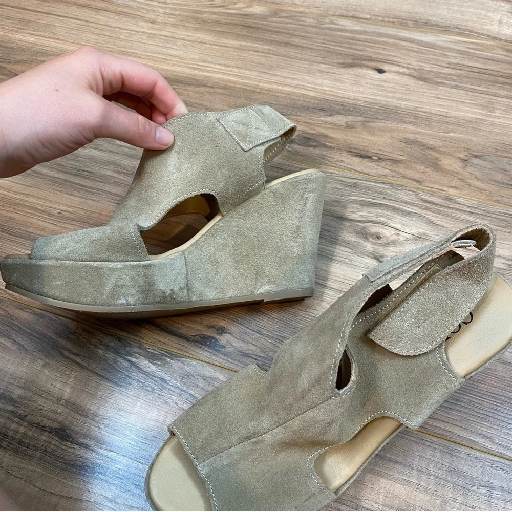 Cordani Suede Wedge Sling Back Sandal‎ Women's 37/6.5 Color Tan